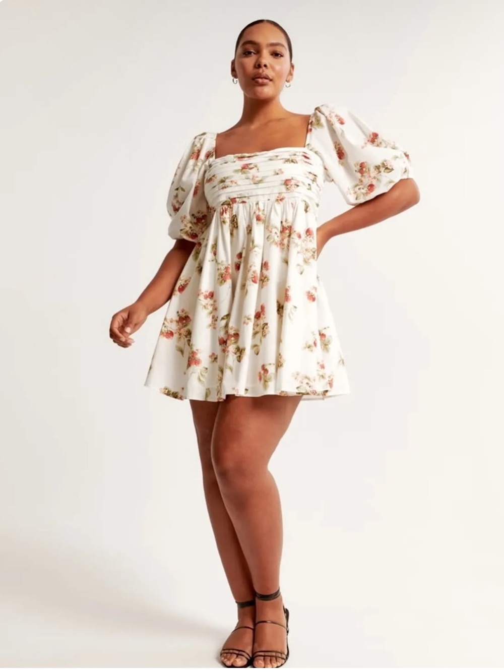 Abercrombie & Fitch Emerson Poplin Puff Sleeve Dress Strawberry Print